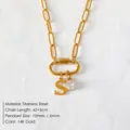 Chic 14K gold plated stainless steel necklace featuring letter S and CZ stone charms - Letter S