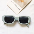 Retro rectangular sunglasses in mint green with dark lenses and thick frames - Blue