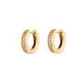 Classic round gold hoop earrings with sparkling zircon inlay for women in stylish design - 10mm / Gold