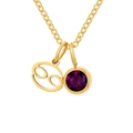 Collana segno zodiacale Cancro in oro con pendente in pietra preziosa rosso rubino - Giugno Viola Cancro - Color Oro
