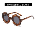 Kids flower-shaped sunglasses in tortoiseshell and black finish with dark lenses - Glossy Tortoise Frame Grey Lens