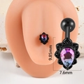Piercing avec pierre goutte violette et bordure en dentelle noire 9,85mm x 7,6mm - 1.6x16x5mm / Noir Violet Goutte d'Eau