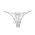 String en dentelle blanche avec motifs floraux délicats et un petit nœud en satin élégant - S / Blanc