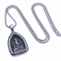 Collana con ciondolo Ganesha vintage in acciaio al titanio argento con catena a maglie - Stile A / Con Catena da 60cm