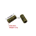 Detail view of antique bronze hollow barrel beads with flower texture and dimensions - Hollow Floral Pattern Spacer Bead(11#)