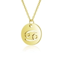 Golden stainless steel necklace featuring a hollow round Cancer zodiac sign pendant - Cancer / Gold
