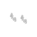 Macro detail of 925 silver stud earrings with square zircon and hallmark stamp - Square Geometric Stud Earrings / Silver