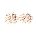 Par de lazos para el pelo de cinta blanca con estampados de costura de béisbol - Línea de Béisbol Blanca Naranja