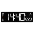 Reloj de pared digital negro con gran pantalla LED blanca 14:40 y visualización de 16C - 16" / Carcasa Negra LED Blanca