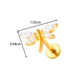 Golden titanium dragonfly earring with white cubic zirconia wings and flat back screw - Dragonfly Design - Gold (T2543-12#Gold)
