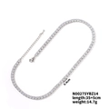 Detail view of silver zircon tennis necklace showing 0.4cm width and 35+5cm length specs - Square Tennis Necklace-35+5cm (N00275YBZ14)
