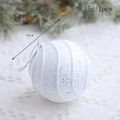 Sparkling 10cm white sequined foam Christmas ball ornament with silver hanging string - White Glitter Ball 10cm
