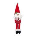 Plüsch Weihnachtsmann Dekofigur mit roter Strickmütze und langen gestreiften Beinen - Weihnachtsmann - Rot