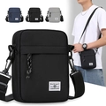Borsa a tracolla uomo minimalista in tessuto Oxford in nero, blu scuro e grigio - 8 Pollici / Tessuto Oxford nero