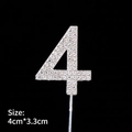 Sparkling silver rhinestone cake topper in number 4 shape for birthday party decoration - Alloy Number 4 Silver