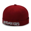 Berretto docker bordeaux stile streetwear con ricamo bianco in cotone twill - Regolabile / Rosso