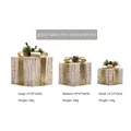 Three-piece set of golden glowing iron mesh Christmas gift boxes with festive pine cones - Style C Gold Wire Lighted 3-Piece Set