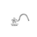 Piercing de nez fleur en titane G23 argenté avec zircon scintillant, diamètre 0,32cm - Style Fleur à Six Pétales avec Zircone (T2556-4#) / Argent