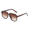 Retro oversized square sunglasses with amber frames and gradient brown lenses - Dark Tea Frame Gradient Tea Lens