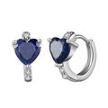 Minimalist S925 silver heart hoop earrings with dark blue zircon and white diamonds - Lze52-p For Sale