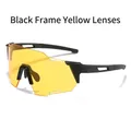 Lunettes de sport cyclisme avec monture noir mat et verres jaunes transparents - Monture Noire Verres Vision Nocturne