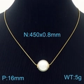 Goldene Titan-Schlangenkette mit 16mm weißem Perlenanhänger für Damen im Detail - Gold-16mm Perle (KN236533-HR)