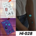 Luminous blue waterproof tattoo stickers featuring hearts and keys on arm Hi-028 - Hi-028 (Love Life)