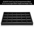Black 24-compartment PU leather jewelry display tray with 35x24x3cm dimensions - Black 24-Compartment Tray