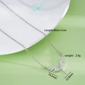Collana a cuore con ali d'angelo in argento con diamanti e catena regolabile da 40cm - Collana d'Argento con Pietra Preziosa Bianca (天使之翼2226)