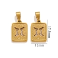 Rectangle 18K gold stainless steel Gemini zodiac pendant with frosted texture 12x17.5mm - Gemini