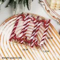 6er-Set rote und weiße Zuckerstangen-Weihnachtsanhänger in Geschenkbox für den Baum - Rot