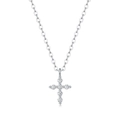 Vista macro del ciondolo a croce in argento sterling S925 con zirconi brillanti - Stile Croce a 6 Pietre (N12316) / Senza certificato