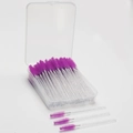 Disposable purple crystal eyelash brushes with glitter handles in a storage box - Crystal Handle Purple Red Bristles