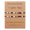 Morse code bracelet set with black and white beads on card showing I Love You message - I Love You Style (B2846)