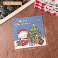 Blue Christmas greeting card with cartoon puppy and tree patterns in 10x10cm size - Style 9 Christmas Starry Sky Card Header
