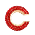 Luxury C-shaped gold ear cuff featuring vibrant red micro-paved rhinestones - Outer Diameter 2.1cm / KC Gold - Red (S32)