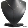 Minimalist silver stainless steel Y-shaped necklace with polished long bar links - Silver Necklace (PD1523)