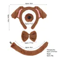 4-piece brown plush puppy costume set with dog ears headband, nose, bow tie, and tail - Coffee / 4-Piece Set