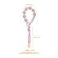 Handmade crochet flower cup strap with pink and green daisy patterns and gold metal clasp - Pink