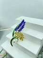 Elegant wheat stalk brooch with blue and yellow crystals and a white pearl accent - Wheat Ear Style 8 (6.2*2.2cm)