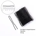 50-piece set of 5cm black metal U-shaped hair clips for styling and hair accessories - 5cm U-Shaped-Bag Pack (50pcs) / Black