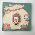 Cute schoolgirl acrylic keychain with twin ponytails on a Christmas background card - School Girl with Book (Acrylic Piece Only)