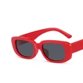 Classic kids square sunglasses with vibrant red frame and dark grey lenses for sun protection - Red Frame Gray Lens