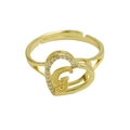 Golden heart-shaped open ring featuring a sparkling cursive letter G and zircon accents - Adjustable Open / Letter G