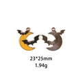 Detail of moon and bat alloy charm showing dimensions 23x25mm and weight 1.94g - Moon Bat