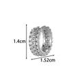 Minimalist silver chain cuff earring with double rows of sparkling cubic zirconia - Wide Round Zircon Style (2617-7#银)