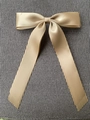 Glossy golden satin ribbon bow hair clip with smooth texture in a minimalist ballet style - Gold