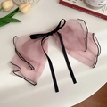 Pink organza bow hair claw clip with black piping on a minimalist aesthetic background - Silk Gauze Bow Spring Clip / Pink