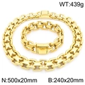 Conjunto de joyas para hombre en acero inoxidable dorado con collar y pulsera 20mm - Juego Color Dorado (KS225673-KJX)