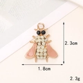 Detail view of pink enamel and rhinestone bee charm with dimensions 2.3cm by 1.8cm - D914 Small Bee